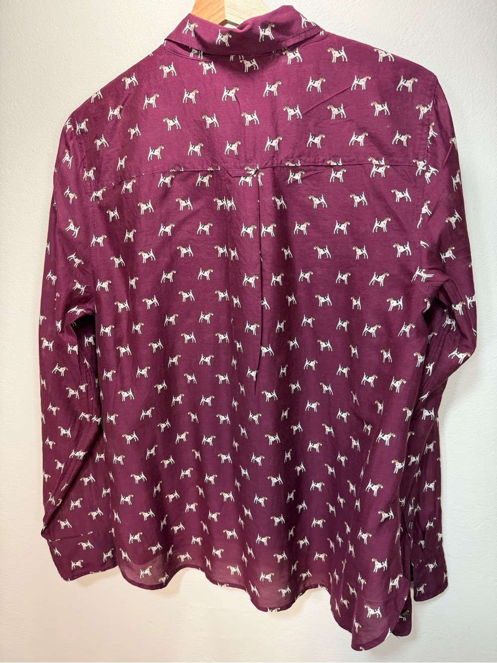 J. Crew cotton & silk Burgundy Long-Sleeve Button-Up Shirt with Dog Print - Picture 6 of 9